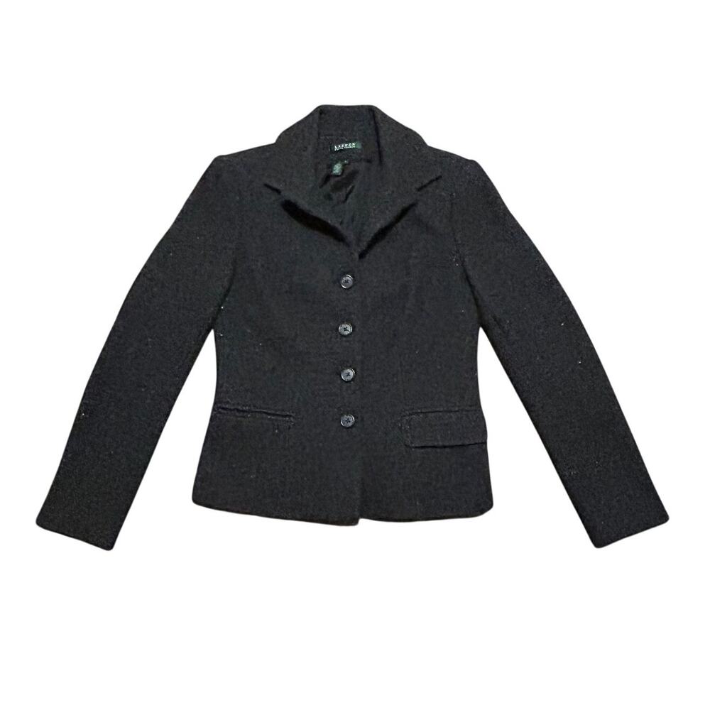 Lauren Ralph Lauren Charcoal Wool Blend Button Blazer Jacket Women's Size 4 - Picture 7 of 11